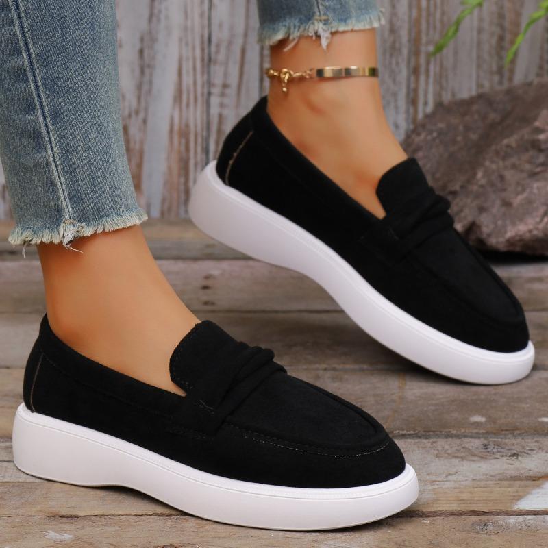 Новый стиль повседневных туфель-бобов на толстой подошве, на плоском каблуке, большого размера, которые можно надевать одной ногой и которые универсальны