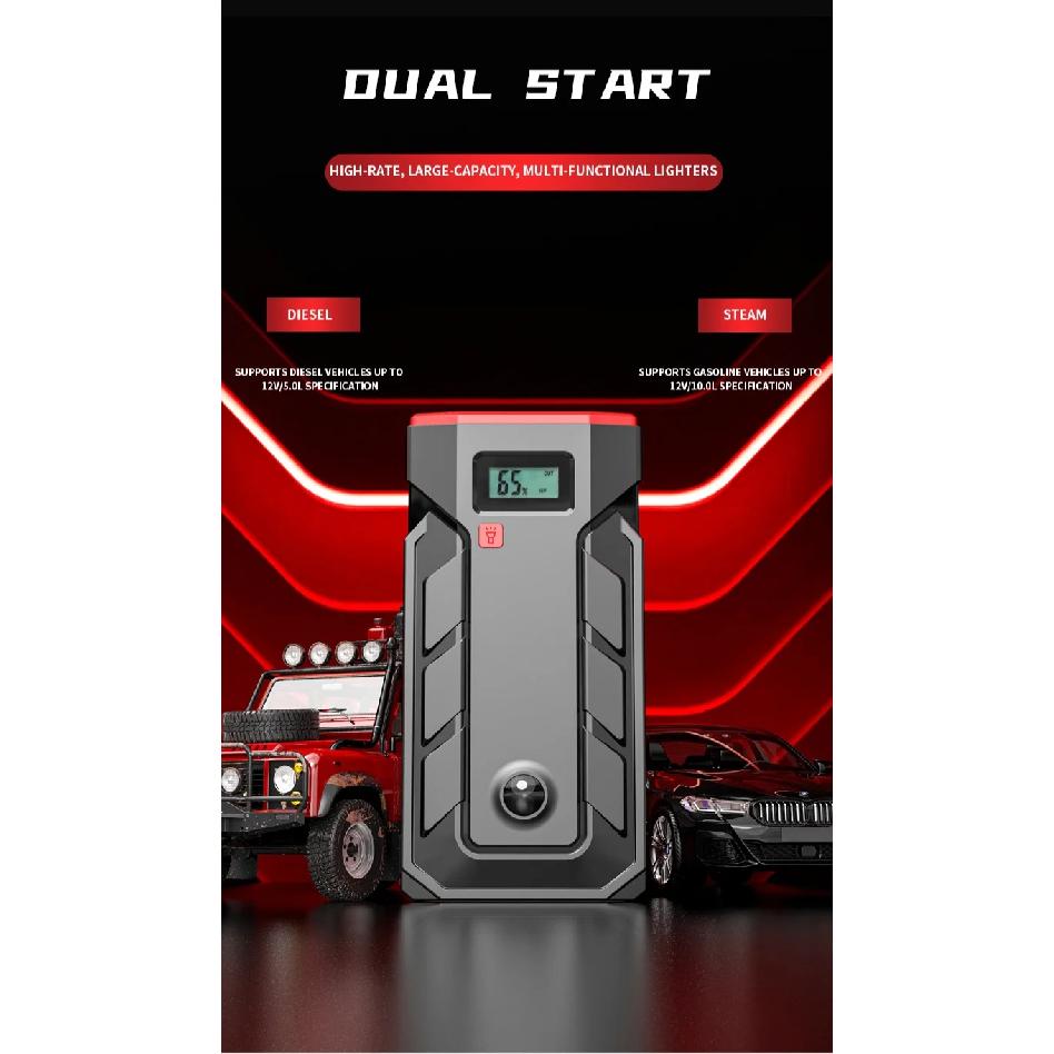 2000А 1600А 1200А 1000А 800А Портативный автомобильный пусковой аккумулятор Power Bank со светодиодной подсветкой, SOS, POS, Автомобильное зарядное устройство для запуска 12В двигателя