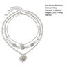 3 Pcs Baroque Pearl Heart Pendant Necklace for Women Layered Heart Clavicle Chain Adjustable Necklace Vintage Beaded Choker