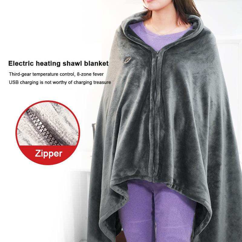 45~65℃ Electric Heated Blanket Warm Shawl Heating Plush Throw Warmer Cape Heating Lap Blanket