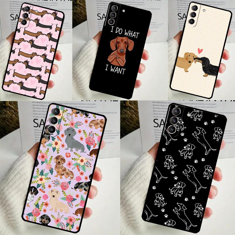 Милый чехол с изображением собак и таксы для Samsung Galaxy S24 Ultra S22 Plus S20 S21 FE S8 S9 S10 Note 10 20 S23 Ultra Cover