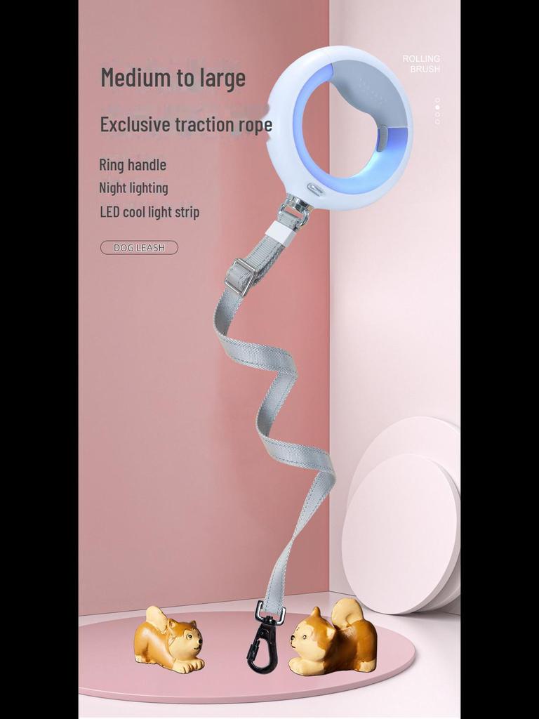 Светодиодный выдвижной цветной светящийся поводок для собак средних и крупных пород