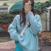 Осень-зима, новый свободный женский свитер, толстый ленивый вязаный свитер, пуловер с длинными рукавами, синий свитер