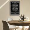 Mens Wall Mounted Metal Tin Sign 7 Rules of Life Wall Painting Motivational Poster Reading Sign Inspirational Poster Classroom