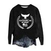 Women's Fashion Round Neck Pullover Top Long Sleeve Tee Printed Sweatshirt