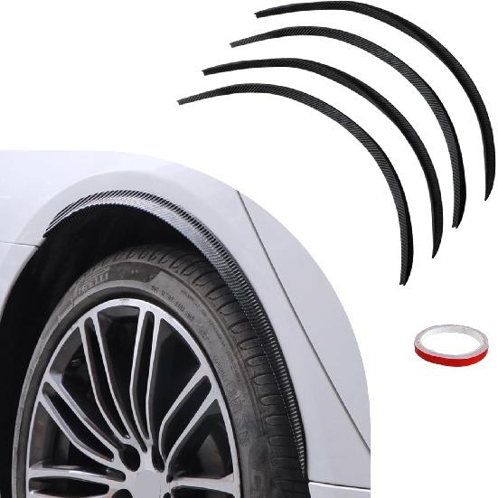 Augeny 4PCS Car Fender Trim Strip, Carbon Fiber Arch Anti-Scratch Wheel Header Protection Pad, Universal Curved Anti-Collision Wheels Lip Strip, Car