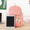 High-End Canvas Backpack for Junior High School Girls - Four-Piece Set