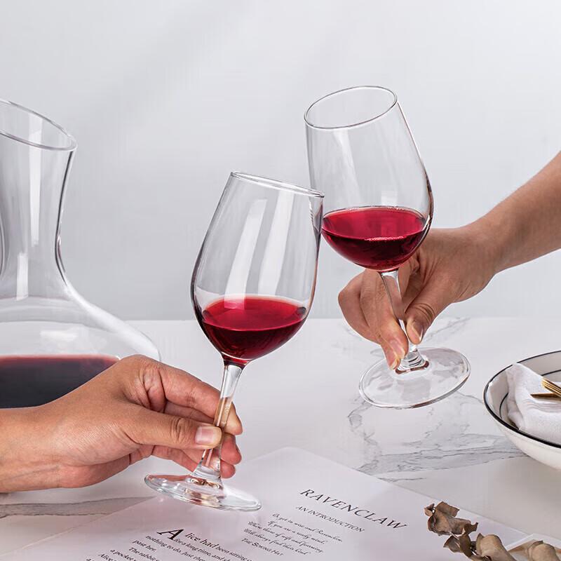 QINGPINGGUO Wine Glass Set Gift Box, 350ml Six Glasses + Decanter + Bottle Opener + Cup Holder, Stemware, Housewarming Gift