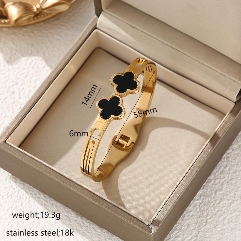 Bracelet Accessories Stainless Steel Clover Open Bangle Titanium Steel Women's High-end Lucky Grass Bracelet