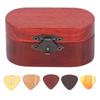 Набор из 1 деревянной коробки для медиаторов для гитары, мини-органайзер для ювелирных изделий из палисандра, 5 медиаторов