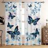 Floral Butterfly Symmetrical Printed Curtains, Decorative Curtains, Suitable for Bedroom, Living Room, Kitchen, Study Room,
