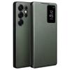 Чехол-книжка Chali из натуральной кожи с умным окном для Samsung S25 Ultra
