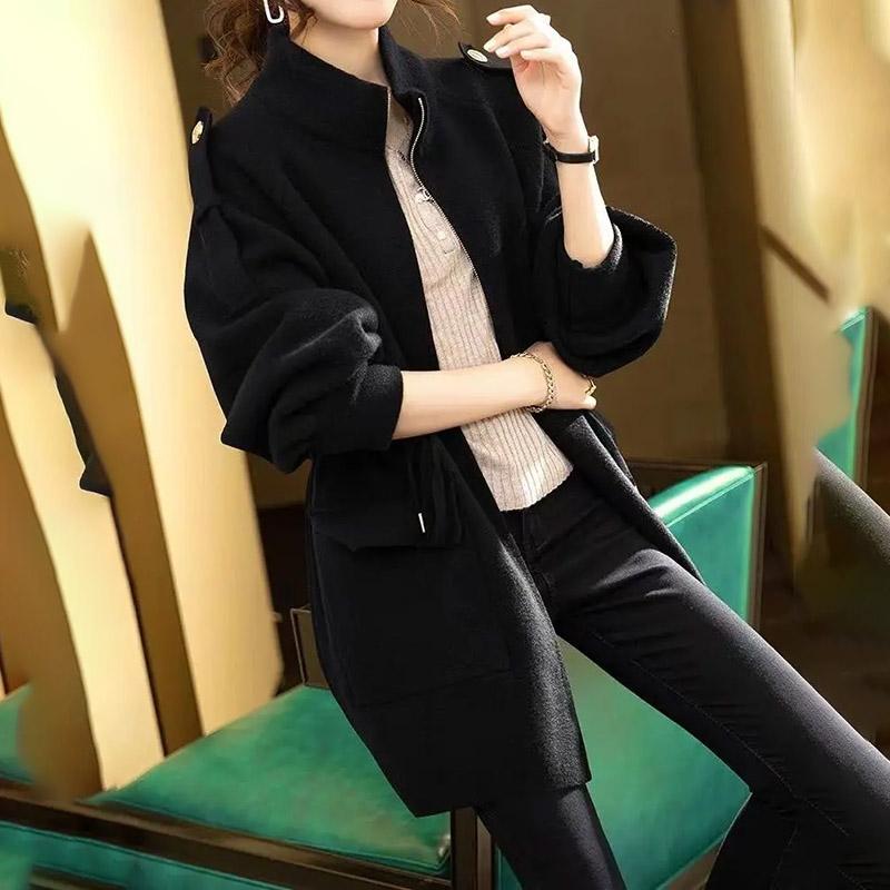 Coat for Women Autumn Winter Thickened Casual Oversize Drawstring Stand Collar Loose Fit Jacket