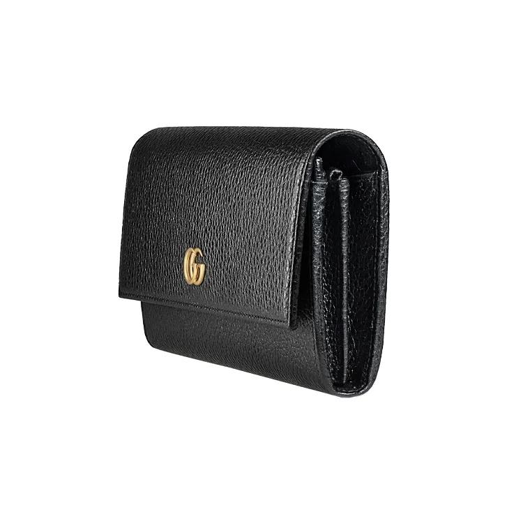 GUCCI Marmont Leather Wallet Regular Women's Black (Unisex) Wallets 456116 CAO0G 1000