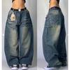 Y2K Hip Hop Oversized Wide Leg Jeans With Embroidery Pocket Unisex Streetwear Denim Pants