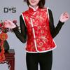 Женский зимний жилет в китайском новогоднем стиле с воротником-стойкой и защитой шеи без рукавов, однобортный с принтом, утолщенный, праздничный, теплый, весенний фестиваль