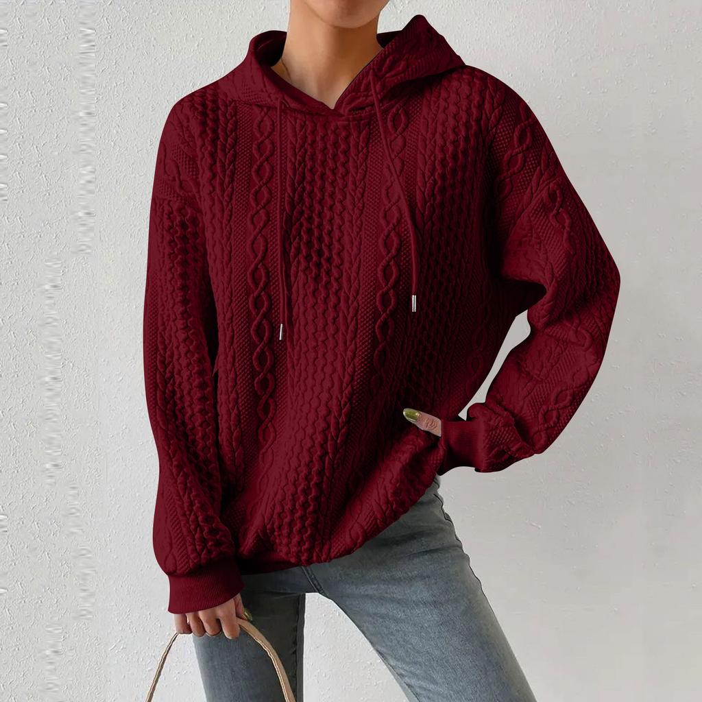 Женские толстовки с длинным рукавом, повседневные однотонные толстовки с капюшоном на шнурке для женщин, пуловер