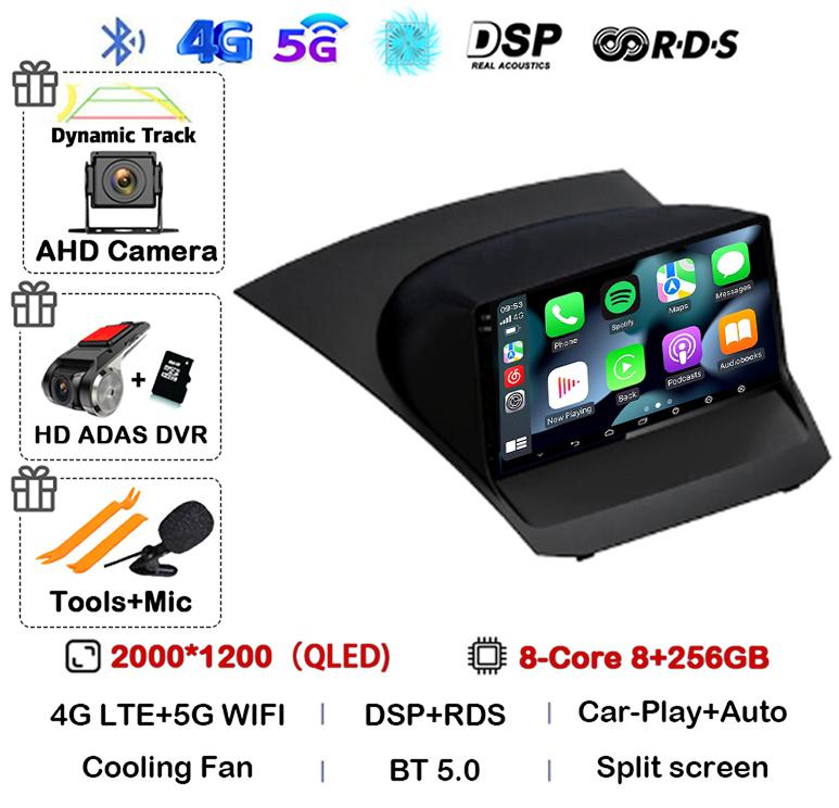 Android 14 Carplay Auto 4G+WIFI для Ford Fiesta 2009-2017 Автомобильное радио Мультимедиа Стерео Видеоплеер Навигация GPS 360 Caemra DSP