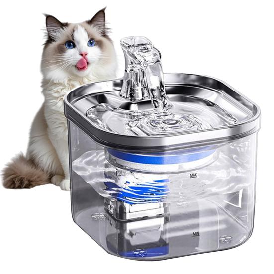 2л фонтан для кошек, бесшумный фонтан для питья домашних животных из нержавеющей стали с фильтром, автоматический диспенсер для воды для кошек и мелких домашних животных