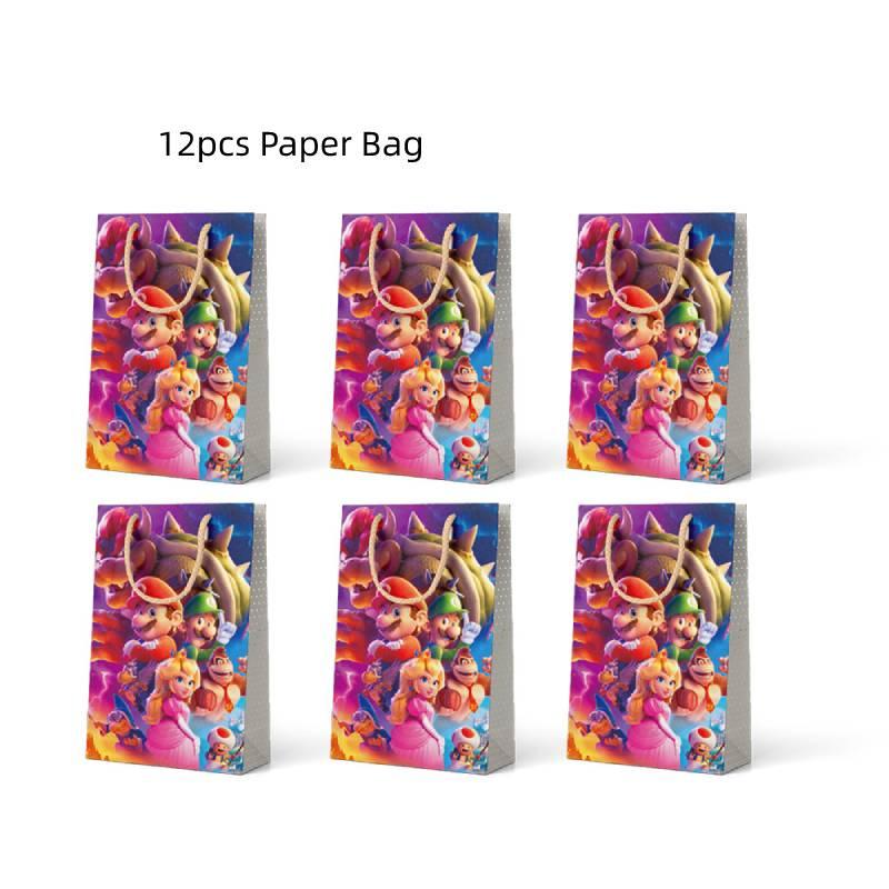 Баннер для украшения детской вечеринки в честь дня рождения по мотивам фильма про Марио, посуда