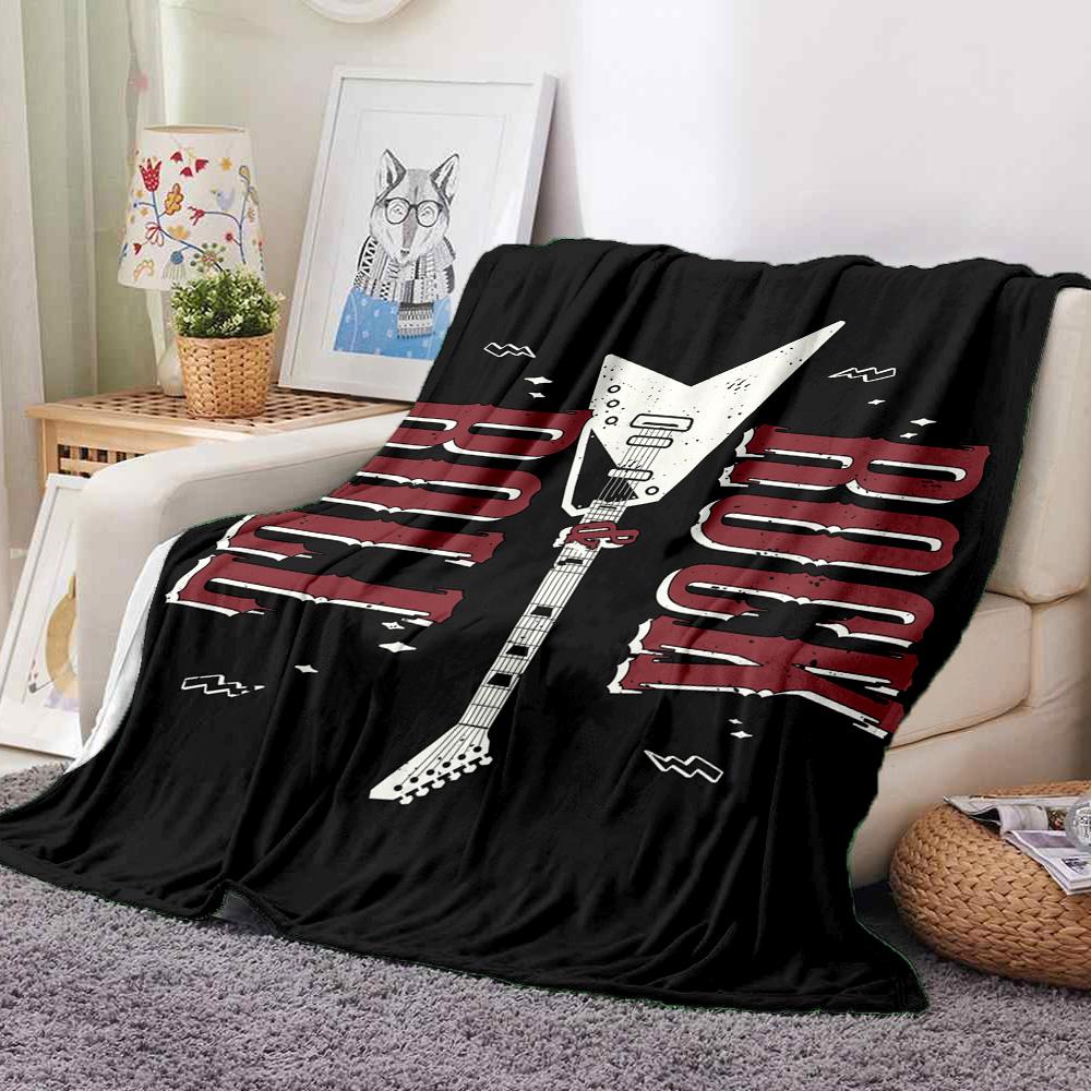 Rock Roll Flannel Blanket Throw Blanket Soft Warm Sofa Bed Camping home Decor Unique Christmas Gift C92697