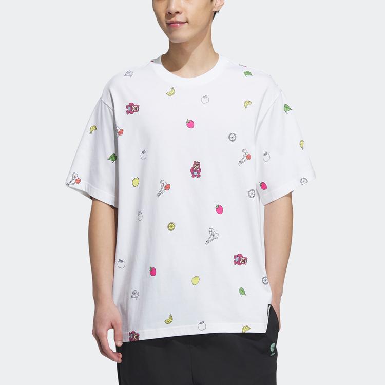 adidas Футболка Neolotso с мультяшным принтом и коротким рукавом, спортивная футболка SS23, мужские топы для совместной работы, белые IP4024