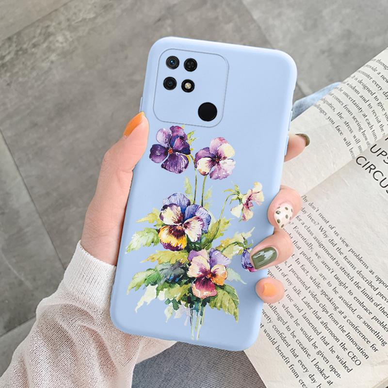 For Redmi 10C 10 C 10A Cover Funda Vintage Flowers Leaves Protective Cover Soft Capa For Xiaomi Redmi 10C 13C 14C Bumper Case
