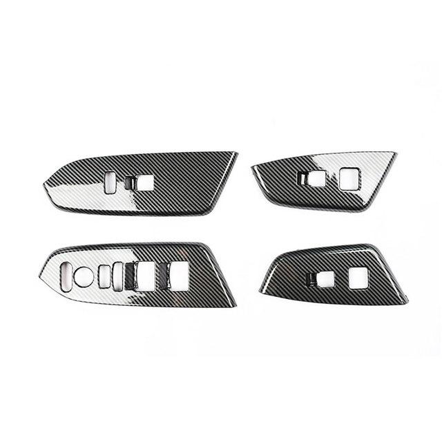 Matte Carbon Wood Grain Trim For Honda CRV CR-V 2017 - Car Inner Armrest Window Glass Lift Switch Garnish Protector Cover