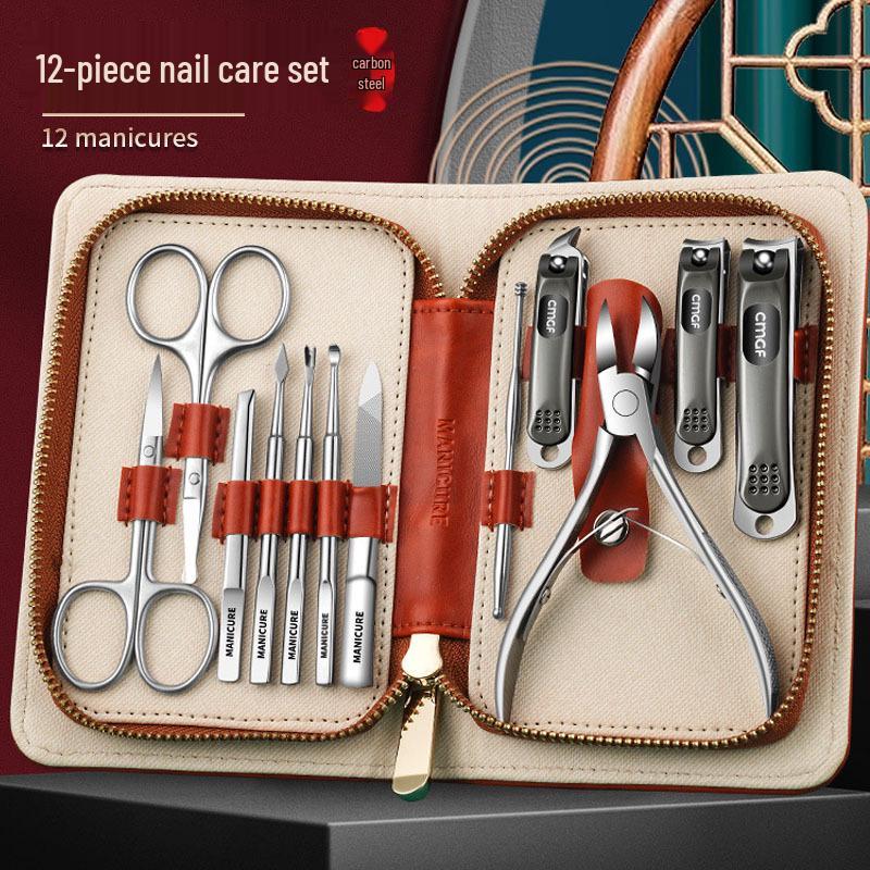 Deluxe 12-Piece Stainless Steel Manicure Set - Customizable Nail Clippers & Tools