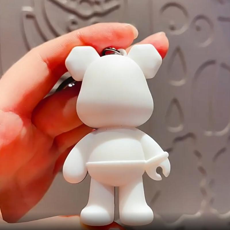 Cartoon Half Skull Body Robot Mechanical Bear Keychain Punk Keyring Car Bag Pendant Key Chains Couple Gift