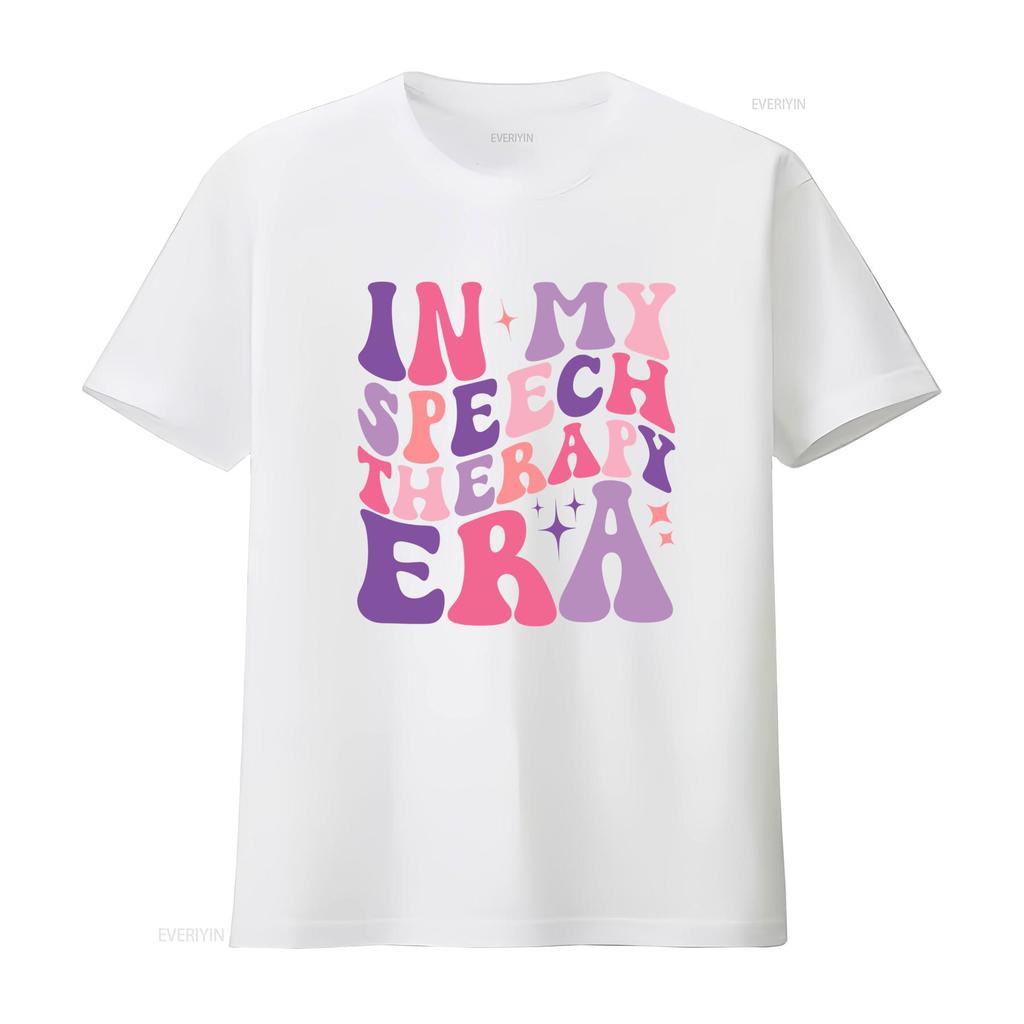 Retro Groovy In My Speech Therapy Era Slogan Print Casual T Shirt vintage Washed Top For Everyday Wear graphic streetwear