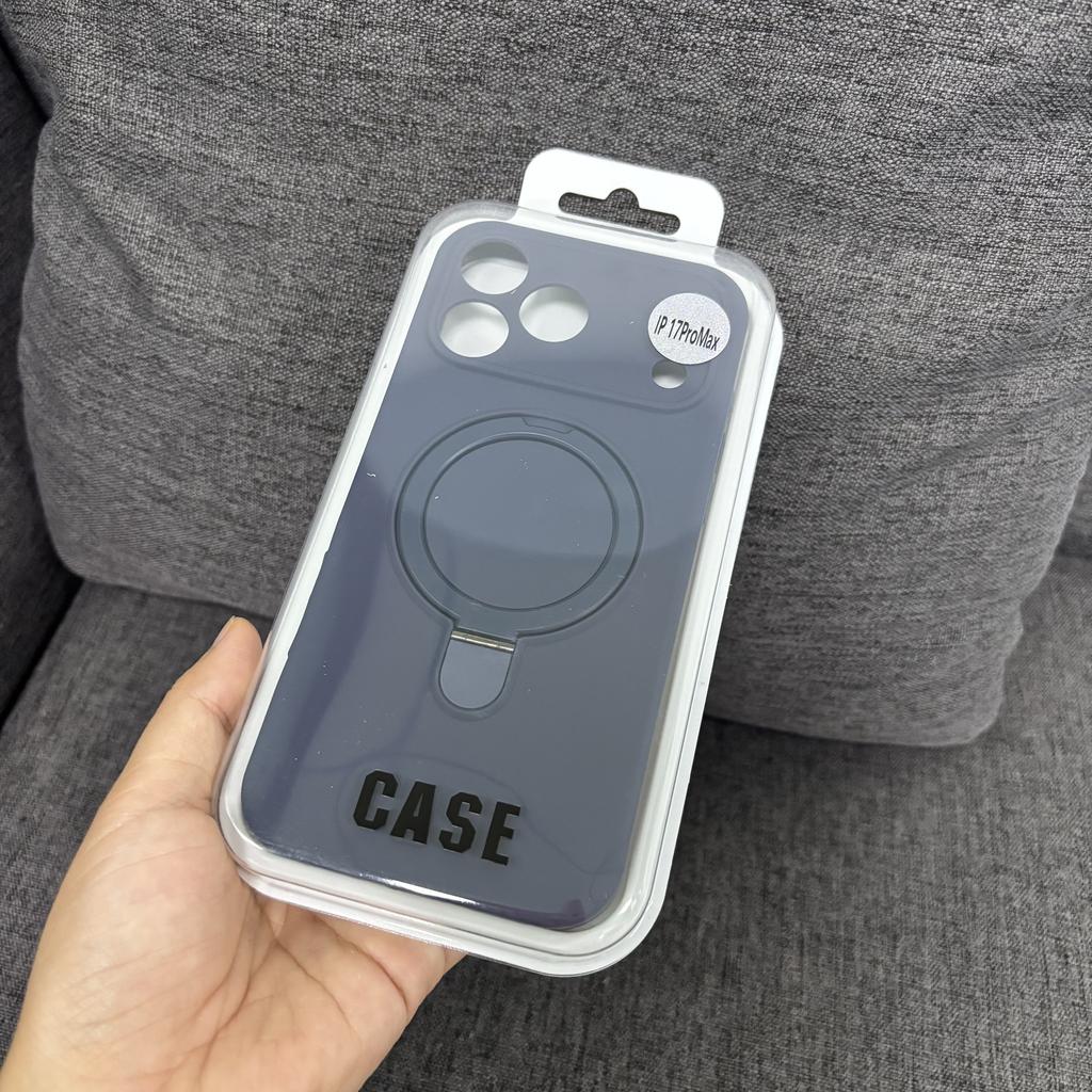 Жидкий силиконовый чехол для iPhone 17 16 15 14 13 12 11 Pro Plus Max Air Magsafe Металлическая подставка Защита объектива Полная защита Тонкий чехол-накладка