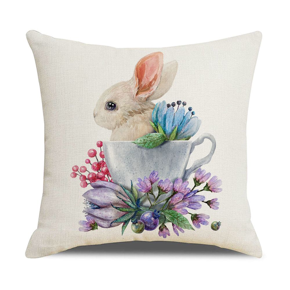 Happy Easter Bunny Eggs Sofa Pillow Case Cushion Cover Easter Decorations Easter Pillowcase