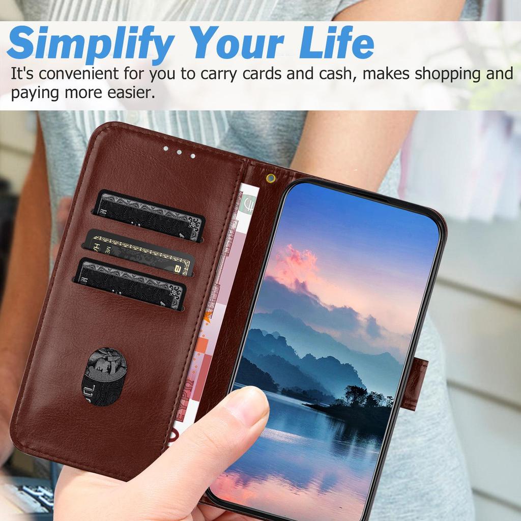 Кошелек с узором личи, кожаный чехол с слотом для карт для Oukitel C26/C5 (2025)