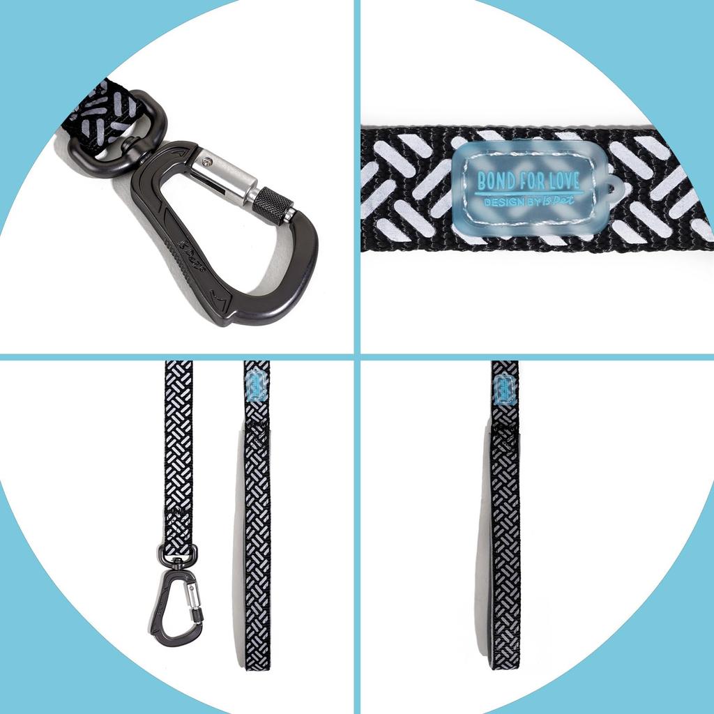 Поводок для собак ISPET для дрессировки, выгула и обучения маленьких, средних и больших собак, длина 1,2 м, нейлон, дышащий, поводок, принадлежности, нескользящий, (черный