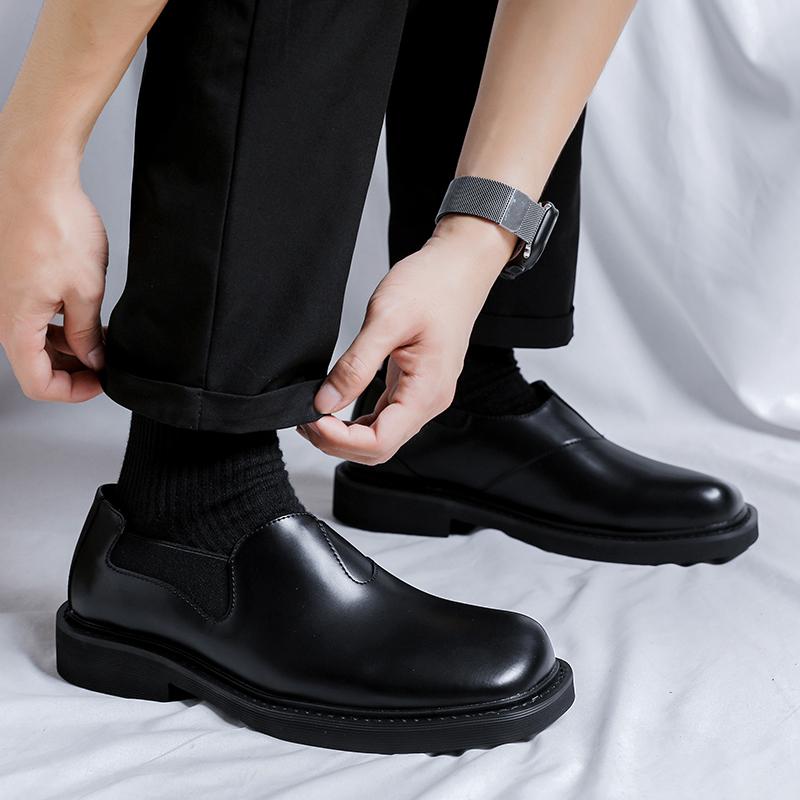 Casual Leather Dress Shoes Man Men High Sole Platform Japan Harajuku Korean Streetwear Fashion Business Wedding Leather Shoes