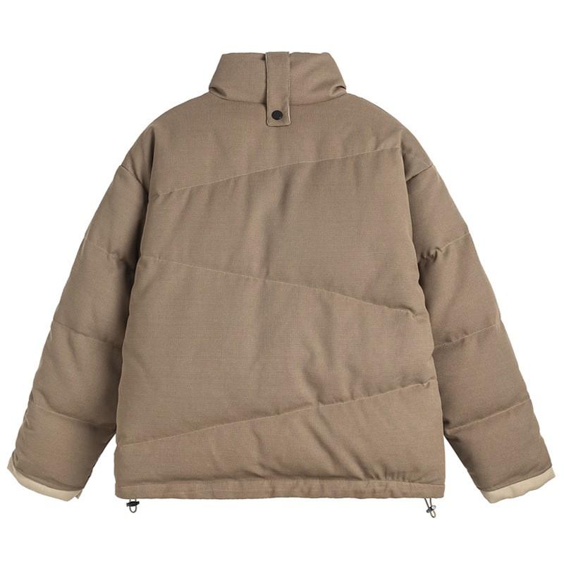 Unisex Winter Puffer Jacket With 90% White Duck Down Fill Loose Fit Stand Collar Japanese Retro Style Warm Thickened Outerwear