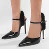 Spring Sexy Faux Fur Buckle Strap Pumps Women Pointed Toe Slingbacks Bridal Party Mule Ladies Shoes
