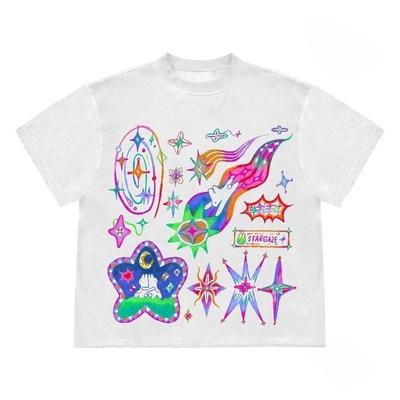 2025 Осень Чистая Свободная Футболка с Круглым Вырезом Универсальная Женская Молодежная Популярность Яркая Повседневная с Короткими Рукавами Стиль Y2k