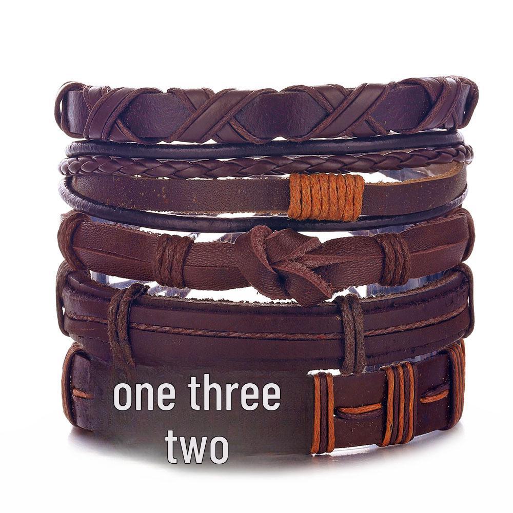 Batman Vintage Rope and Beads Multi-Layer Leather Bracelet Set for Men