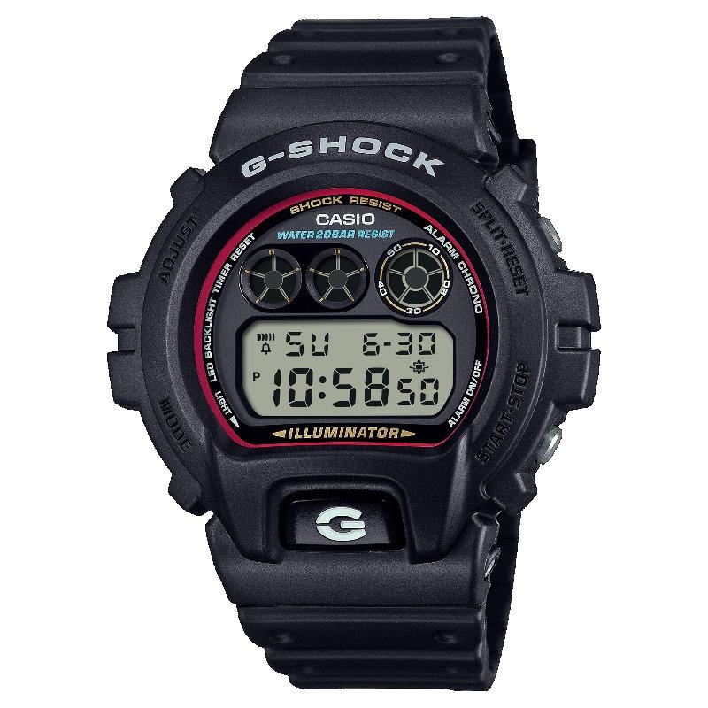 Casio Мужские кварцевые часы G-SHOCK на смоляном ремешке, водонепроницаемость 200 м, ударопрочность, будильник, DW-6900RL-1