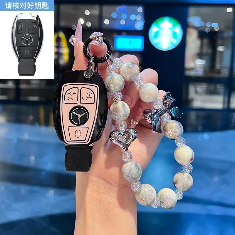 TGM3 Female Key Case for Mercedes Benz CLS CLA GL R SLK AMG A B C S Class 3 Button Remote Car Key Cover Holder Keychain Accessories