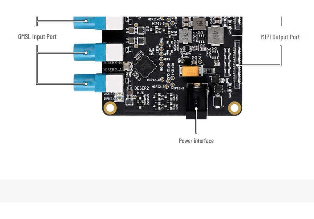 4-канальная плата расширения камеры GMSL для Raspberry Pi 5, оснащенная высокоскоростным чипом десериализатора MAX9296 с низкой задержкой