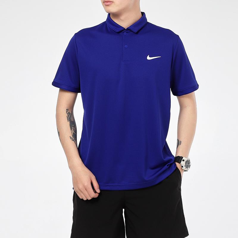 Nike Беговые тренировки, спортивные быстросохнущие дышащие поло с короткими рукавами, мужские топы синего цвета CW6851-471