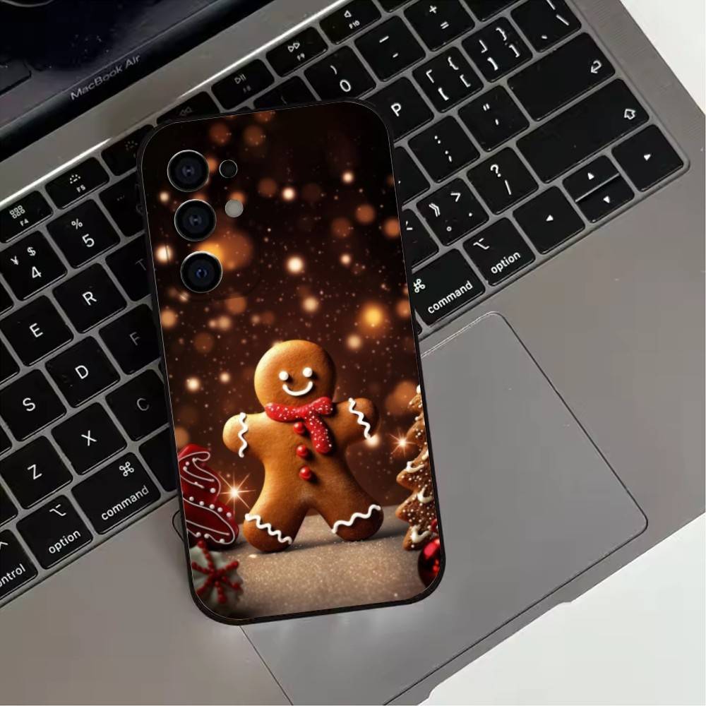 Милый G-Имбирный человечек Чехол для телефона Для Samsung S25,S24,S21,S22,S23,S30,Ultra,S20,Plus,Fe,Lite,Note,10,9,5G Черный чехол