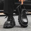 Derby Shoes Men's Platform Heightening British Niche Big Head Shoes Men's Commuter Casual Leather Shoes 5052-J