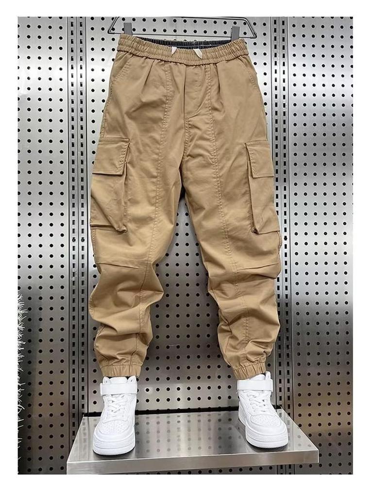 Men's Khaki Pique Style Harem Pants - Trendy, Loose Fit, Cuffed, with Pockets