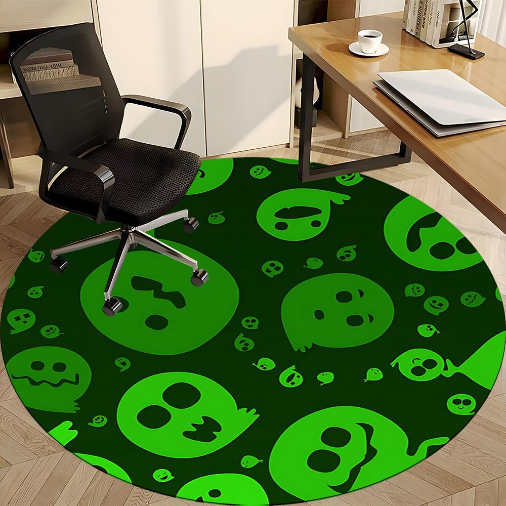 1pc Ghostly Fun Office Round Area Rug, Indoor Mat Suitable For Office, Under Office Chairs Bedroom Living Room Home Decor, Room Deco