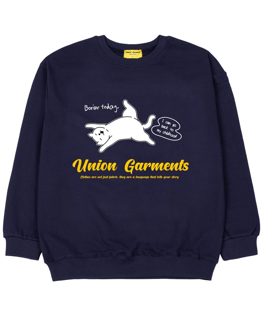 UNION GARMENTS Boring Day French Terry Oversized Sweatshirt Navy