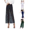 Широкие брюки для женщин, летние, эластичные, с высокой талией, свободные, с ажурным крючком, с цветочным кружевом, пляжные